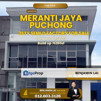 Meranti Jaya Puchong 3sty Semi D factory For Sale, Selangor, Puchong