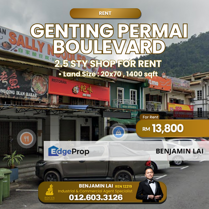 Genting Permai Boulevard 2.5 sty  Shop For Rent , Pahang, Genting Highlands