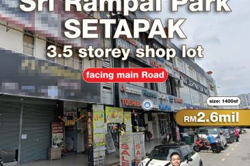 Sri Rampai Park, Setapak 3.5 storey shop lot for sale