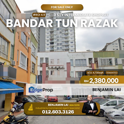 ROI 4.9 Shoplot Bandar Tun Razak shoplot for Sale, Kuala Lumpur, Cheras