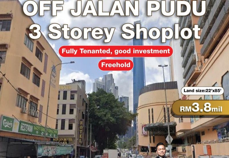 Off Jalan Pudu @ 3 Storey Shoplot For Sale