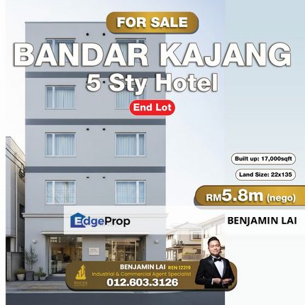 Bandar Kajang 5sty Hotel (End Lot) for Sale, Selangor, Kajang