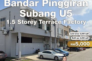 Bandar Pinggiran Subang U5 1.5 Storey Terrace Factory for Rent