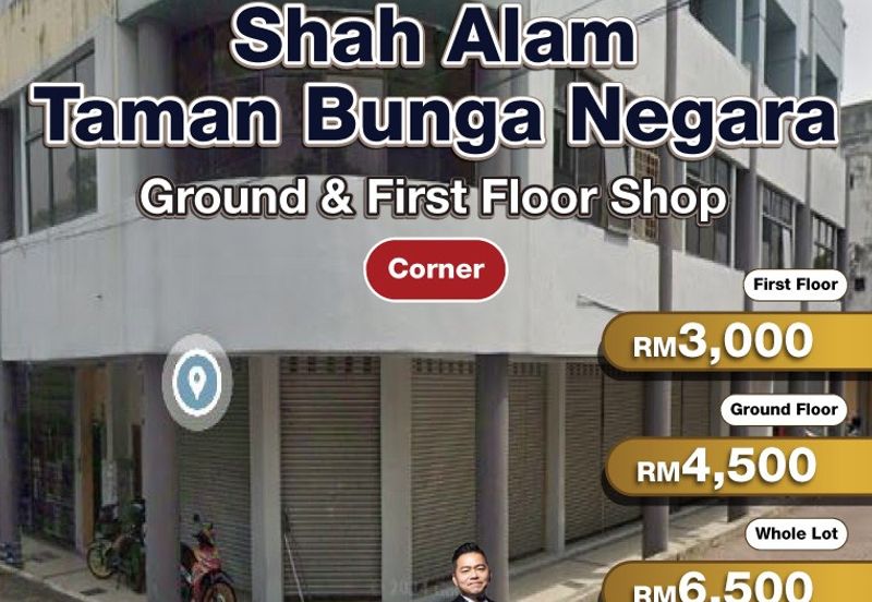 Shah Alam, Taman Bunga Negara Ground & 1st Floor (Corner) Shop for Rent