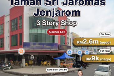 Taman Sri Jaromas, Jenjarom 3sty Shop (Corner Lot) for Sale or Rent