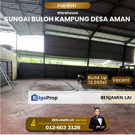 Sungai Buloh, Kampung Desa Aman Warehouse for Rent, Selangor, Sungai Buloh