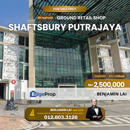 Shaftsbury Putrajaya Presint 1 Ground Retails Shop for Sale, Putrajaya, Putrajaya