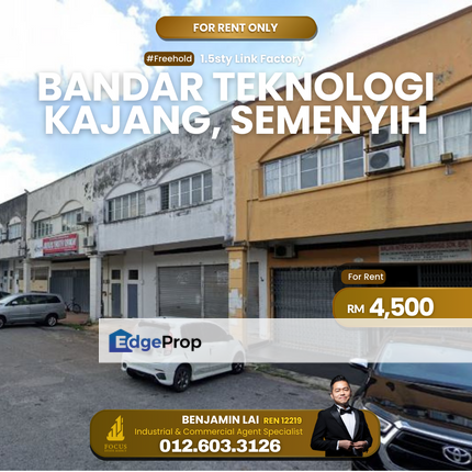 Bandar Teknologi Kajang, 1.5sty Link Factory for rent, Selangor, Semenyih