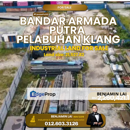 Bandar Armada Putra Pelabuhan Klang Industrial Land For Sale , Selangor, Port Klang