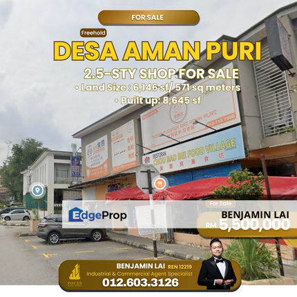 Desa Aman Puri 2.5-sty Shop For Sale, Kuala Lumpur, Kepong