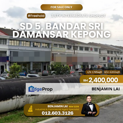 Kepong Bandar Sri Damansara SD 5 Shoplot for Sale, Kuala Lumpur, Damansara
