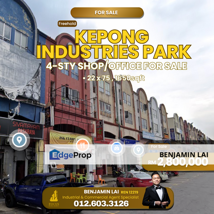 Kepong Industries Park 4-sty Shop/Office For Sale , Selangor, Kepong