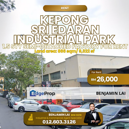 Kepong Sri Edaran Industrial Park⁠ Semi Detached Factory For Rent, Kuala Lumpur, Kepong