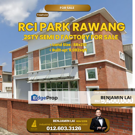 RCI Park Rawang 2sty Semi D Factory For Sale , Selangor, Rawang
