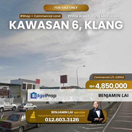 4.5sty Shop + Commercial Land for Sale Kawasan 6 Klang, Selangor, Klang