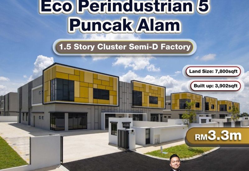 Eco Perindustrian 5, Puncak Alam 1.5 Story Cluster Semi-D Factory For Sale