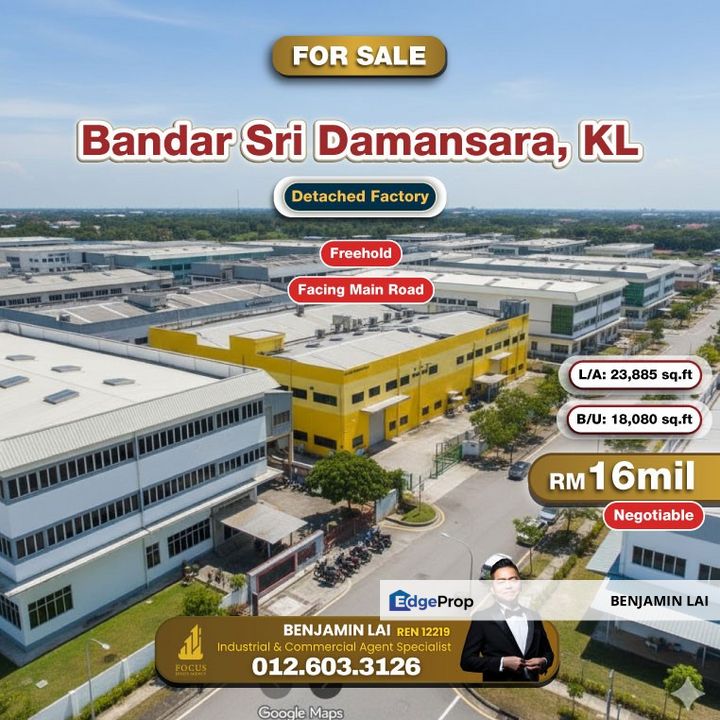 Bandar Sri Damansara, KL Detached Factory For Sale, Kuala Lumpur, Damansara