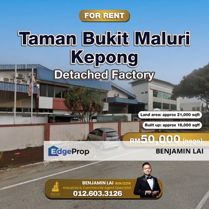 Taman Bukit Maluri, Kepong Detached factory for Rent, Kuala Lumpur, Kepong