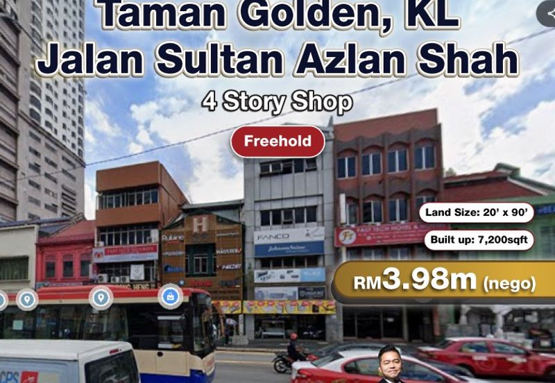 Jalan Ipoh, Jalan Sultan Azlan Shah 4 Story Shop For Sale