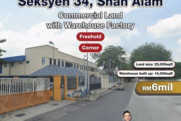 Seksyen 34, Shah Alam Commercial Land with Warehouse Factory For Sale