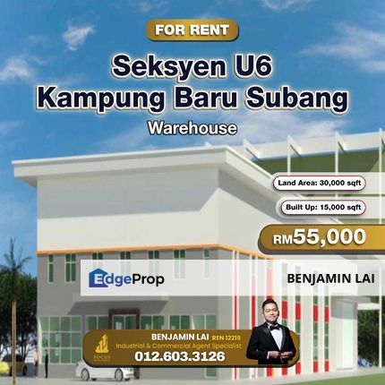 Seksyen U6, Kampung Baru Subang Warehouse For Rent, Selangor, Shah Alam