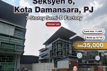 Seksyen 6, Kota Damansara PJ 3 Storey Corner Semi-D Factory For Rent