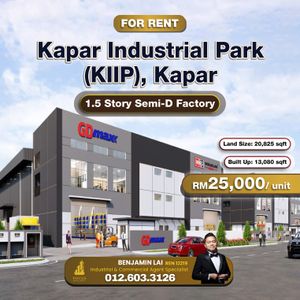 Kapar Industrial Park (KIIP), Kapar 1.5 Story Semi-D Factory For Rent ...