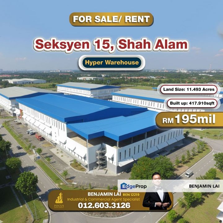 Seksyen 15, Shah Alam Hyper Warehouse For Sale/ Rent, Selangor, Shah Alam