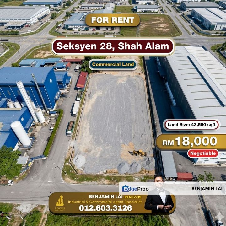 Seksyen 28, Shah Alam 1-Acre Commercial Land For Rent, Selangor, Shah Alam