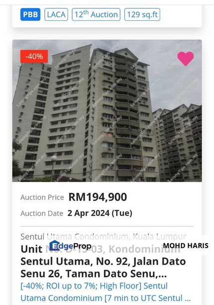 Sentul utama condo, jalan dato senu, Kuala Lumpur, Sentul