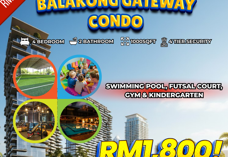 Kajang Sutera Residence 1000sf(4R2B)Freehold