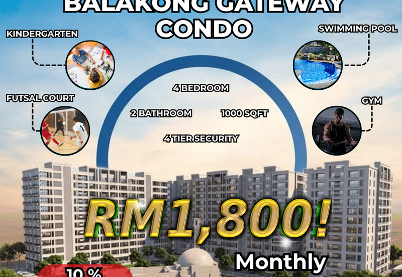 Kajang Sutera Residence 1000sf(4R2B)Freehold