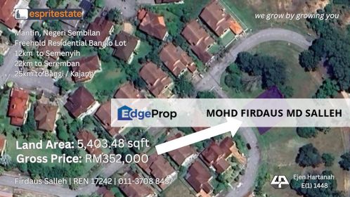 Bayu Lakehomes Residential Land for SALE, Negeri Sembilan, Mantin