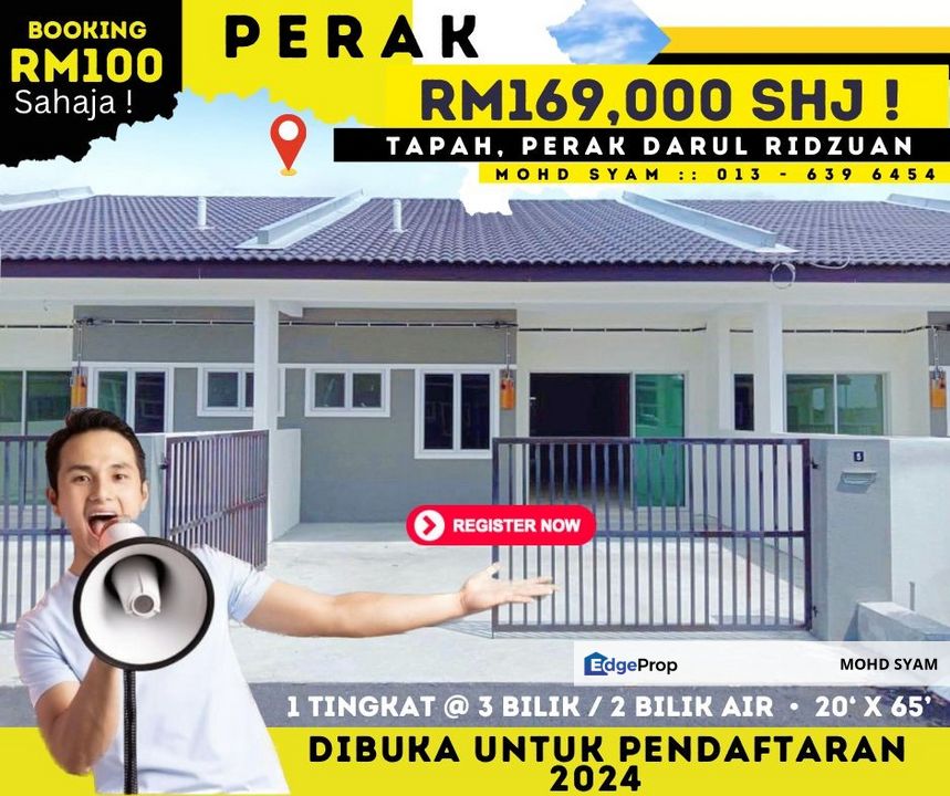 RUMAH TERES BARU ( SETINGKAT ) + ( MAMPU MILIK ) TAPAH 2024, Perak, Tapah