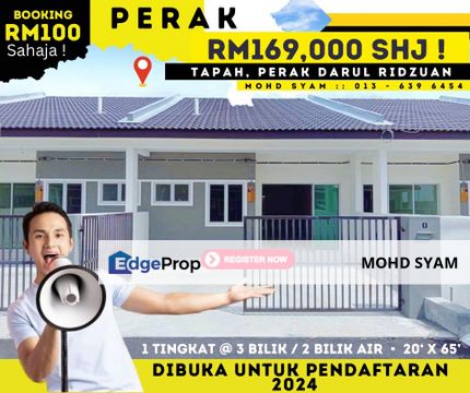 RUMAH TERES BARU ( SETINGKAT ) + ( MAMPU MILIK ) TAPAH 2024, Perak, Tapah