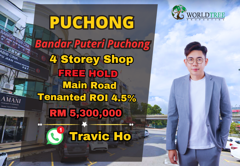 4Storey Shop Bandar Puteri Puchong , ROI 4.5% , Main Road , Long Lease Tenant , Puteri 1 , Puteri 2 , Puteri 5 , Jalan Kenari , Puchong Jaya