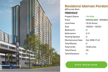 Idaman Perdana Puncak Alam | Rumah Selangor | 1022sf | 3rooms | 2 parking