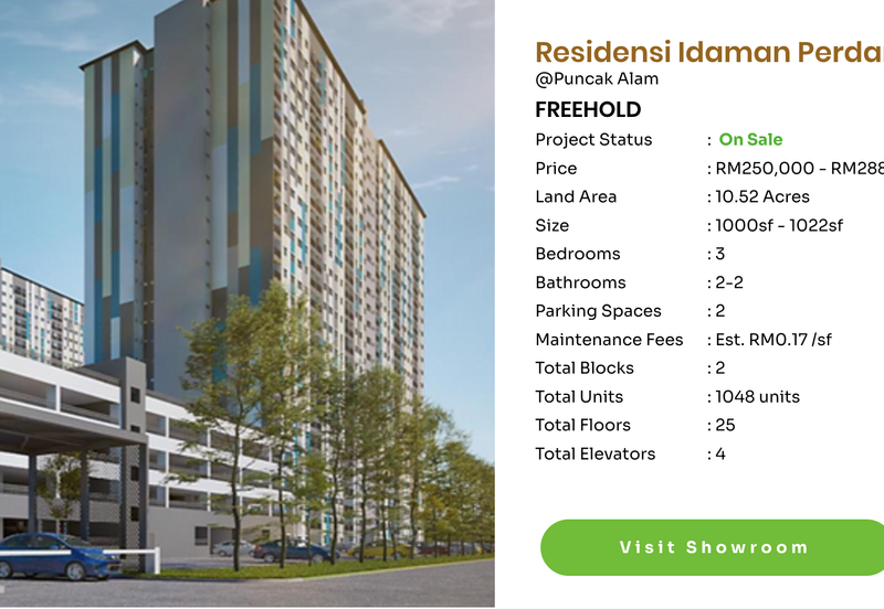 Idaman Perdana Puncak Alam | Rumah Selangor | 1022sf | 3rooms | 2 parking