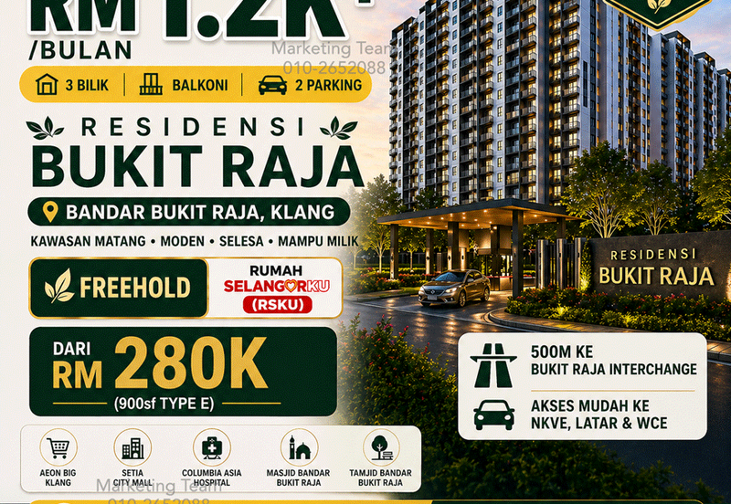 Rumah Selangor | Bukit Raja | Freehold | 3rooms | 280K 