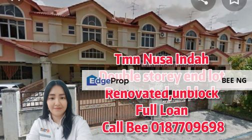 Double Storey End Lot Unblock Renovated full loan, Johor, Nusajaya