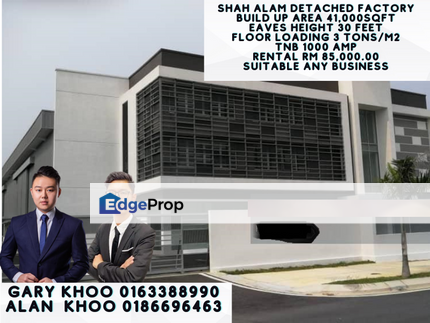 Shah Alam Detached Factory Bu 41000sf Tnb 1000amp Floor Loading 3tons/m2 , Selangor, Shah Alam