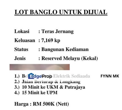 LOT BANGLO UNTUK DIJUAL MURAH!, Selangor, Bangi