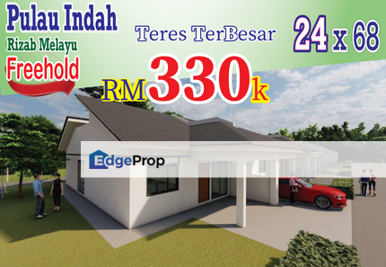 4Bilik Teres 1 Tingkat Rezab Melayu di Pulau Indah  Full Loan Rumah Luas 24 kaki Freehold , Selangor, Port Klang