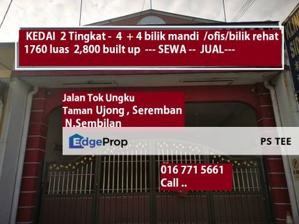 SEWA - 2 Tingkat Kedai - Segera boleh berniaga, Negeri Sembilan, Seremban