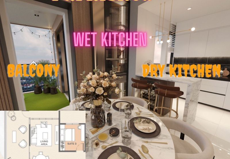 Bukit Jalil Sky Garden Balcony - Fully furnished + Walk to MRT, McD, grocery & cafe