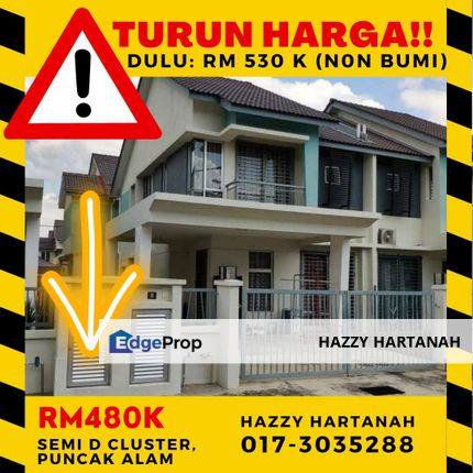 Semi D Cluster, RM480k Alam Suria, non bumi, Puncak Alam TERMURAH, Selangor, Bandar Puncak Alam