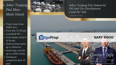 Tanjung Piai Man-Made Island Industrial Land , 3400 Acre Oil And Gas Developement Beside Singapore , Johor, Pontian