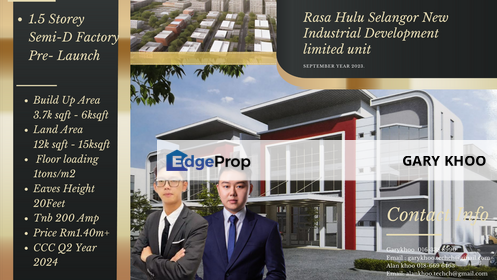 Rasa 1.5sty Semi-D New Industrial Park Limited Unit ,New Project , Investment ,Rawang Bukit Beruntung Bukit Sentosa Serendah, Selangor, Rasa