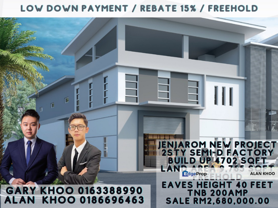 Jenjarom New Project Next to Lotus, 2sty Semi-D build up 4,702sqft land area 9,765sqft freehold rebate 15% low downpayment , Selangor, Jenjarom