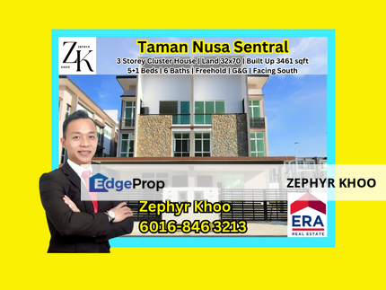 Taman Nusa Sentral Cluster House 3 Storey For Sale, Johor, 